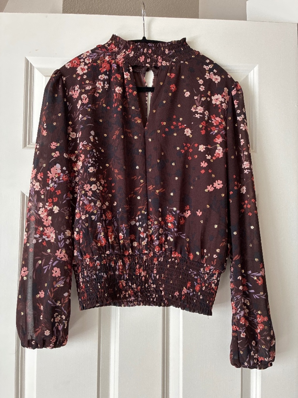 Nine Britton floral and gold blouse